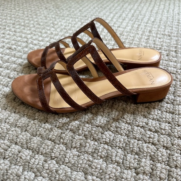 ALEXANDRE BIRMAN LOW HEEL CROC SANDALS. BROWN. SIZE 35.5. - Picture 2 of 4